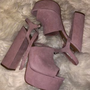Mauve suede platforms